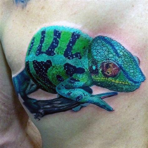 Large tattoo design for men colored only half way. 100 Lizard Tattoos For Men - Cool Reptile Designs