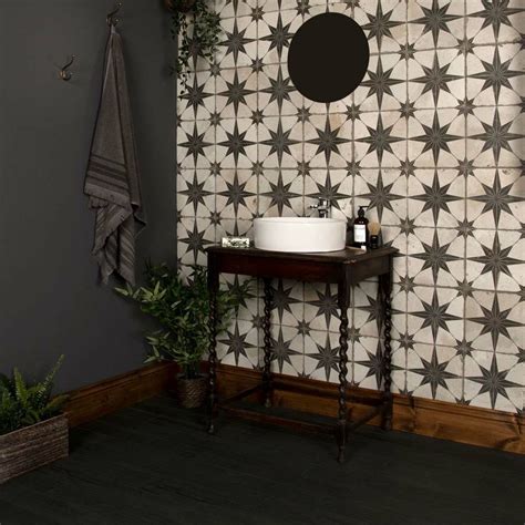 Scintilla Black Pattern Tiles Walls And Floors
