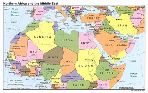 Detailed Political Map Of North Africa And The Middle East With