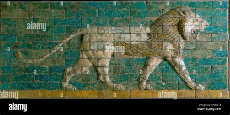 Panel With Striding Lion Period Neo Babylonian Date Ca 604 562 Bc