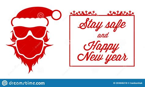 Stay Safe And Happy New Year Flat Style Vector Illustration Stock