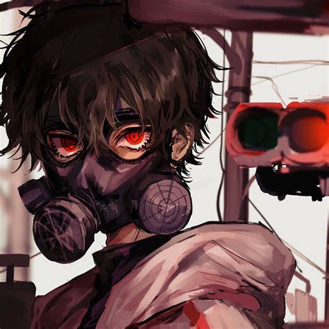 Anime Gas Mask Red Eye K X Wallpaper Pc Desktop