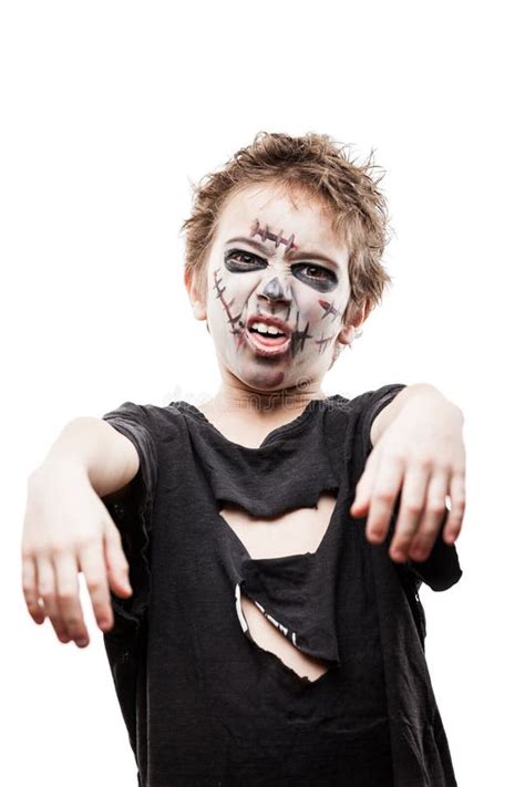 Screaming Walking Dead Zombie Child Boy Halloween Horror Costume Stock