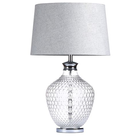 Elegant Clear Glass Silver Grey Table Lamp Fizzy Fox Ripley