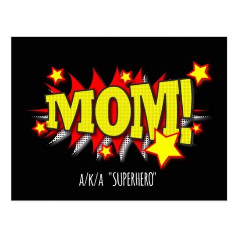 Colorful Mom Superhero Comic Style Burst Postcard Zazzle Superhero Comic Cartoon Mom Comic