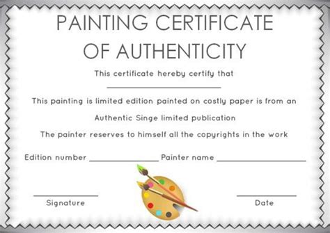 Certificate Of Authenticity Painting Template Free Certificate Of