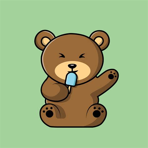 Cute Bear Eating Popsicle Ice Cream Illustration 3660698 Vector Art At Vecteezy