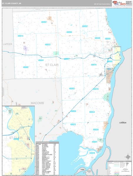 St Clair County Mi Wall Map Premium Style By Marketmaps