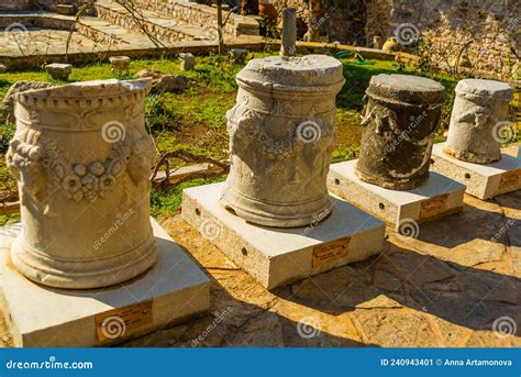 Marmaris Turkey Fragments Of Antique Columns To The Fortress Museums