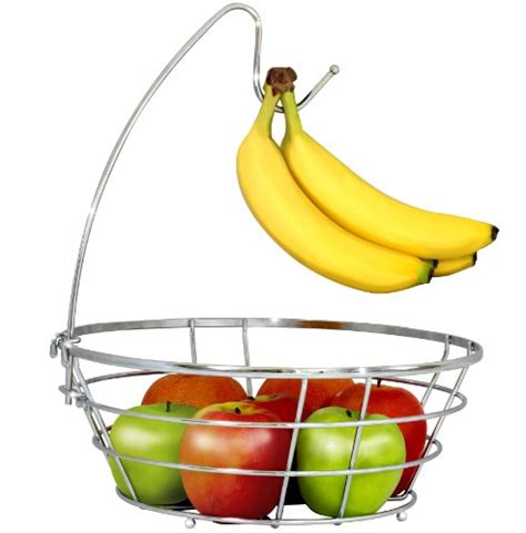 Decobros Wire Fruit Tree Bowl With Banana Hanger Chrome Finish