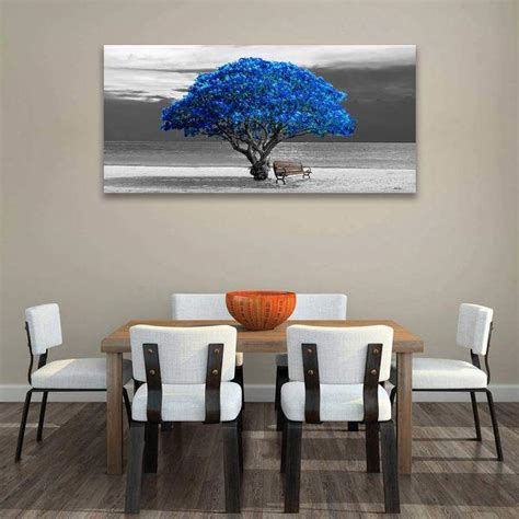 Scenic Big Blue Tree Canvas Wall Art Nature Art Prints