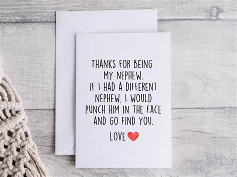 Nephew Card Funny Card For Nephew Thank You For Being My Etsy