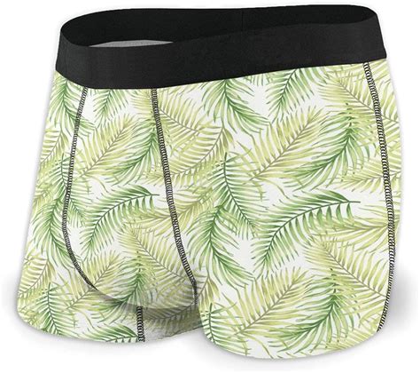 Amazon Com Men S Boxer Briefs Underwear Green Leaves Of Coconut Palms