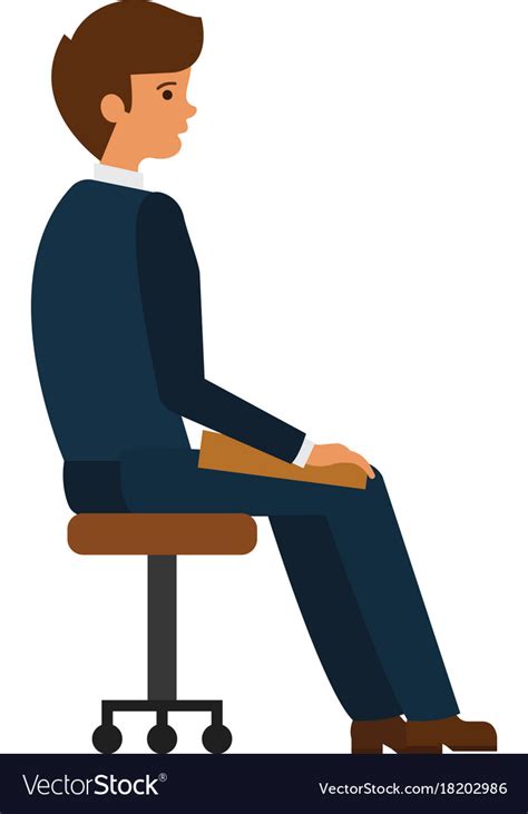 Check spelling or type a new query. Man sitting at office chair cartoon flat Vector Image