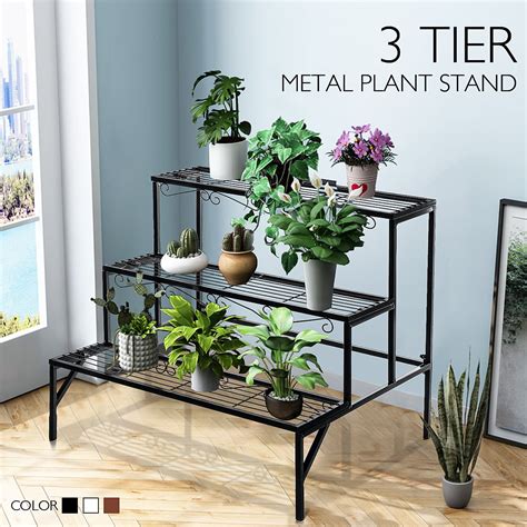 Heavy Duty Metal Multi Tier Plant Stand Flower Pot Rack Shelf Holder