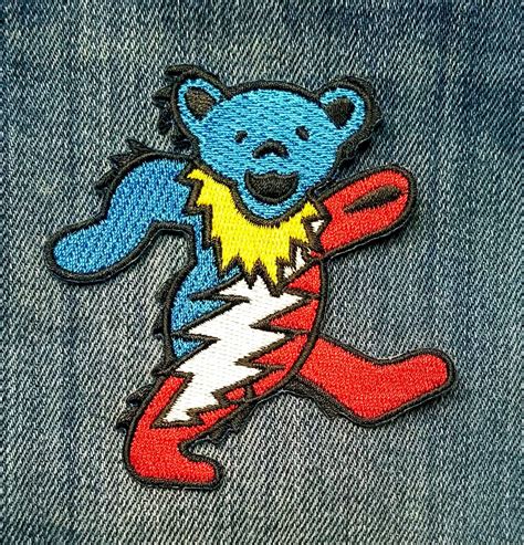 Vintage Grateful Dead Dancing Bear Steal Your Face Lightning Bolt Iron On Embroi Patches
