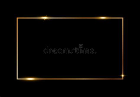 Golden Shiny Glowing Frame Isolated Over Black Stock Vector Illustration Of Foil Banner