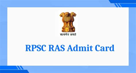 Rpsc Ras Admit Card 2023 Direct Download Link Release Date Out