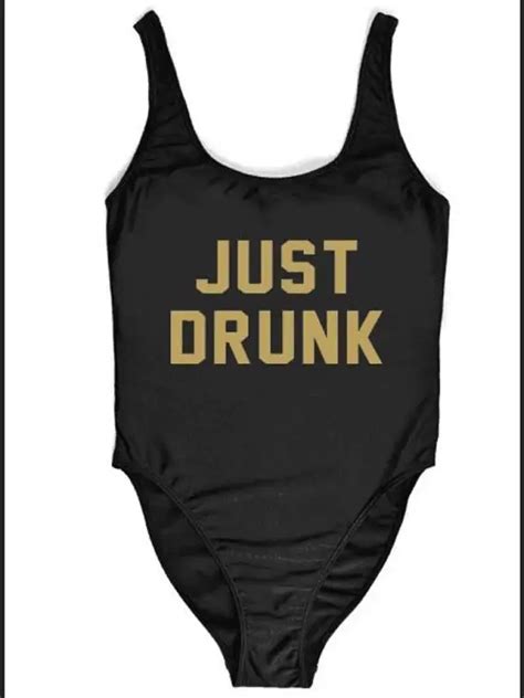 Just Drunk Gold Letter Print Bathing Suit Women Sexy One Piece Suits Summer Style Tumblr Graphic