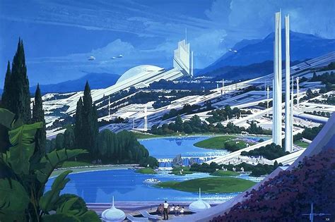 Future City Concept Art By Syd Mead For The Battleship Yomato Series