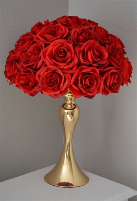 Red Rose Arrangement With Premium Real Touch Silk Roses Red Etsy In