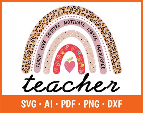 Rainbow Teacher Life Teach Love Inspire Svg T For Teacher Etsy