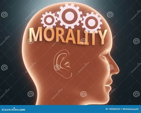 Morality Inside Human Mind Pictured As Word Morality Inside A Head With Cogwheels To Symbolize