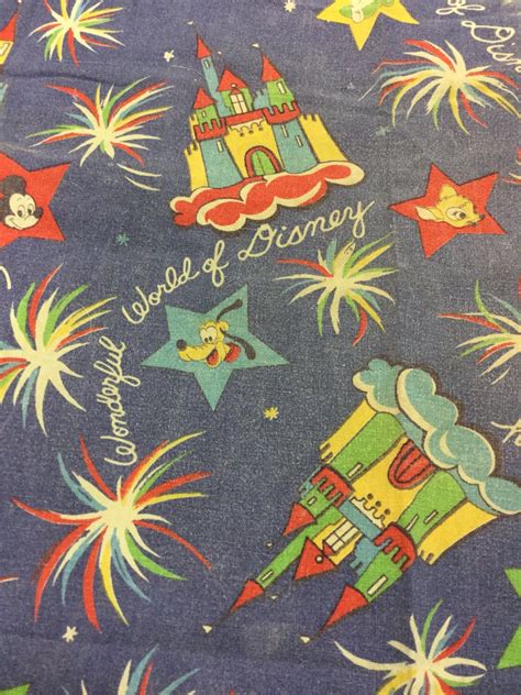 Vintage Wonderful World Of Disney Fabric With Mickey Mouse