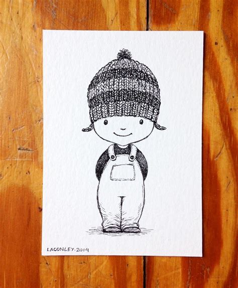 Original Aceo Pen And Ink Drawing Of Happy By Laurieaconleyart
