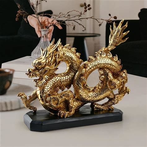 Emperors Golden Dragon Asian Statue Ql1196 Design Toscano