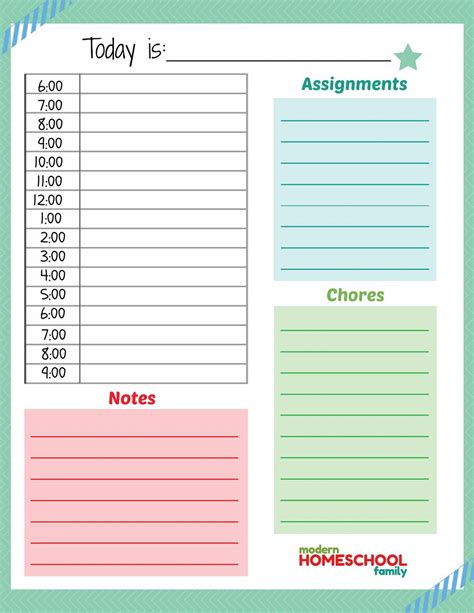 Free printable homeschool planner to help you get organized. Printable Homeschool Planner Page for Kids - Modern ...