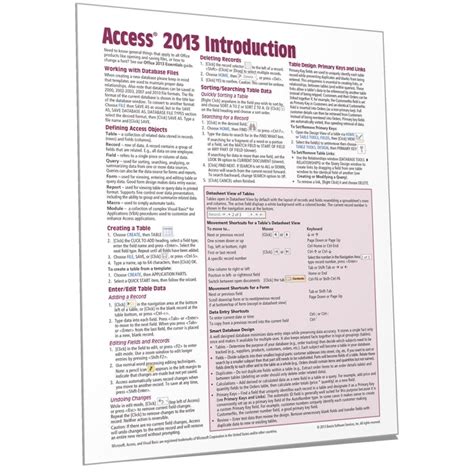 Access 2013 Quick Reference Cheat Sheet Guide Card Beezix