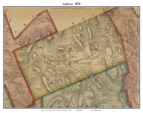 Andover New Hampshire 1858 Old Town Map Custom Print Merrimack Co