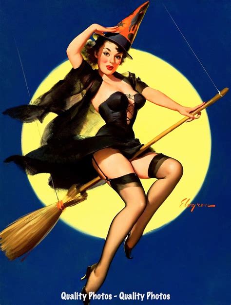 Beautiful Woman Riding Broomstick X Photo Print Gil Elvgren Witch PInup EBay
