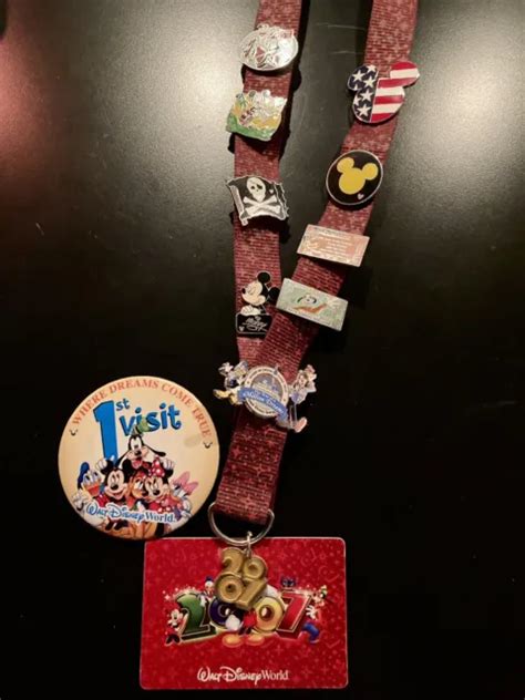 Walt Disney World Pirates Of The Caribbean Lanyard And 8 Pin Set 2007 Mickey Theme 2500 Picclick