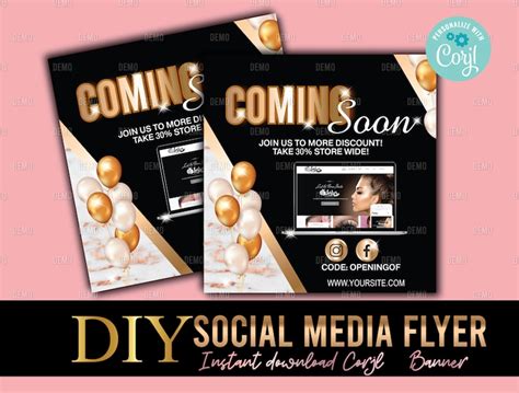 Website Launch Diy Flyer Coming Soon Flyer Social Media Etsy