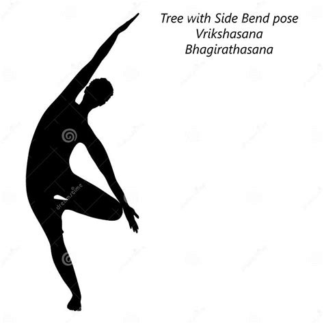 Silhouette Of Yoga Pose Vrikshasana Stock Illustration Illustration