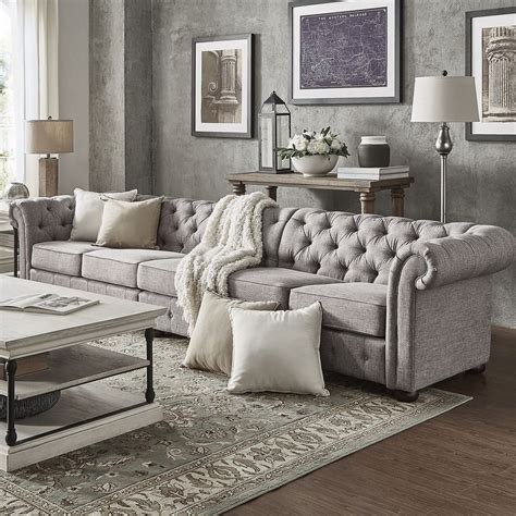 Place matching end tables on both sides of your couch. Our Best Living Room Furniture Deals | Chesterfield sofa ...