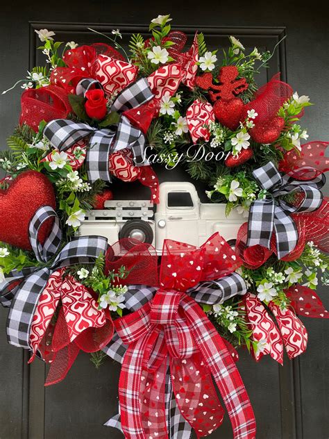 Valentines Wreath, Valentine Door Wreath, Red Heart Wreath, Wreath With Hearts, Sassy Doors Wreath