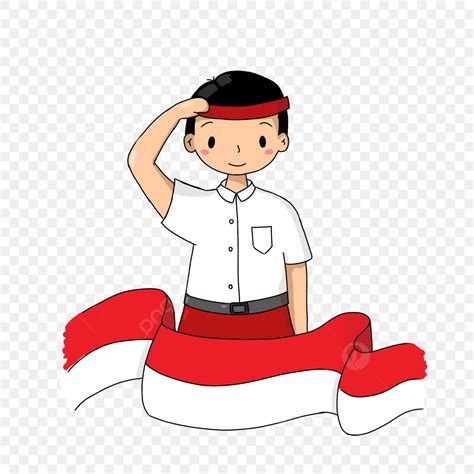 Gambar Kartun Anak Laki Hormat Dan Bendera Merah Putih Anak Indonesia Kemerdekaan Indonesia