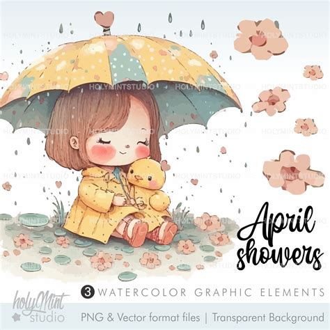 Rainy Day Clipart April Showers Clipart Spring Clipart Etsy