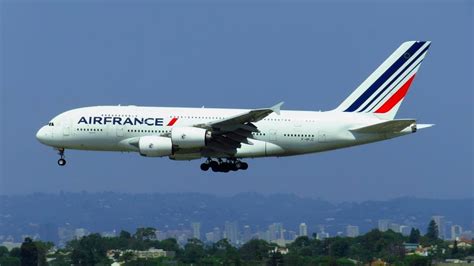 Air France Airbus A380 Landing At Los Angeles Intl Airport Lax F