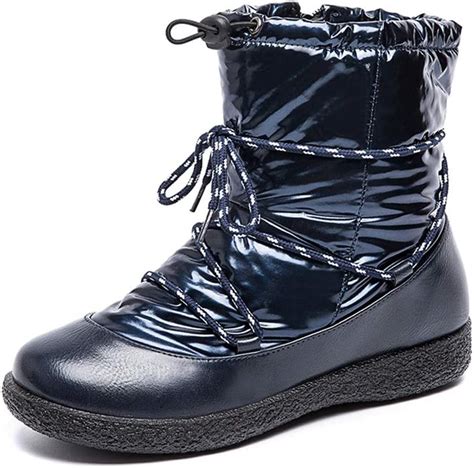 botas de nieve impermeables para mujer botas de invierno con terciopelo azul us 9 amazon
