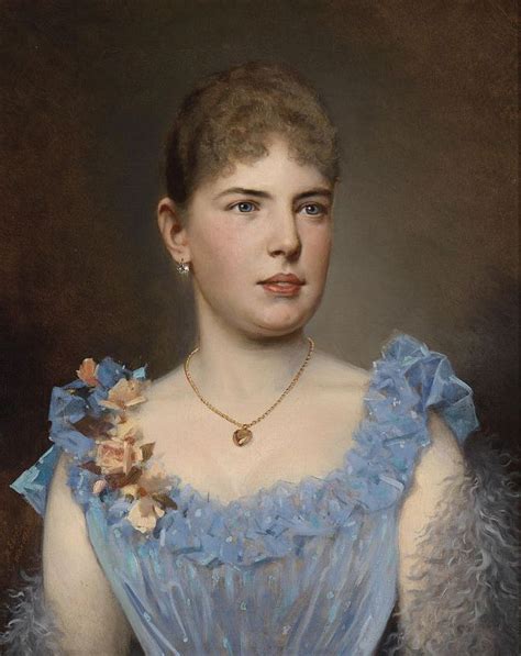 Portrait Of A Lady In A Blue Dress By Anton Ebert 1893 Anton Dame