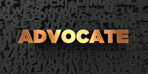 Advocate Gold Text On Black Background 3d Rendered Stock Picture