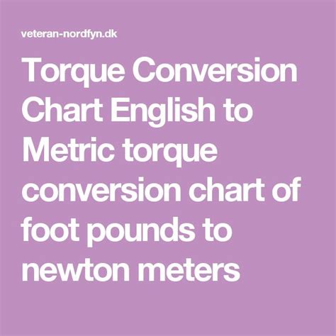 Torque Conversion Chart English To Metric Torque Conversion Chart Of