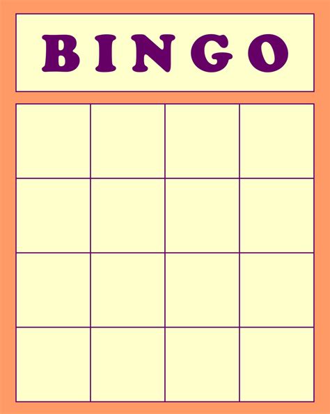 Excel Templates Printable Blank Bingo Board