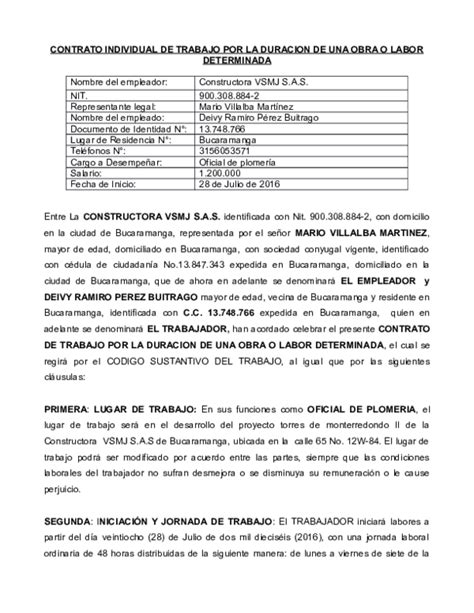 Total 106 Imagen Contrato De Obra Labor Modelo Abzlocalmx