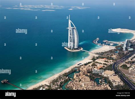Aerial View Of The Luxury Hotel Burj Al Arab In Dubai United Arab