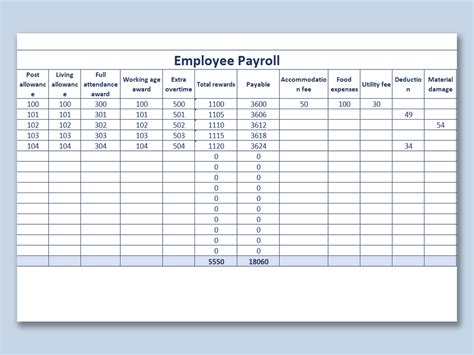 Excel Of Employee Payroll Calculatorxlsx Wps Free Templates